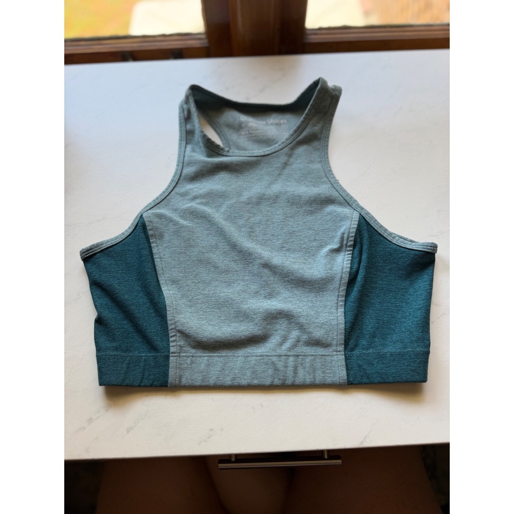 Outdoor Voices Madewell Colorblock High Neck Sports Bra Green Heathered Small